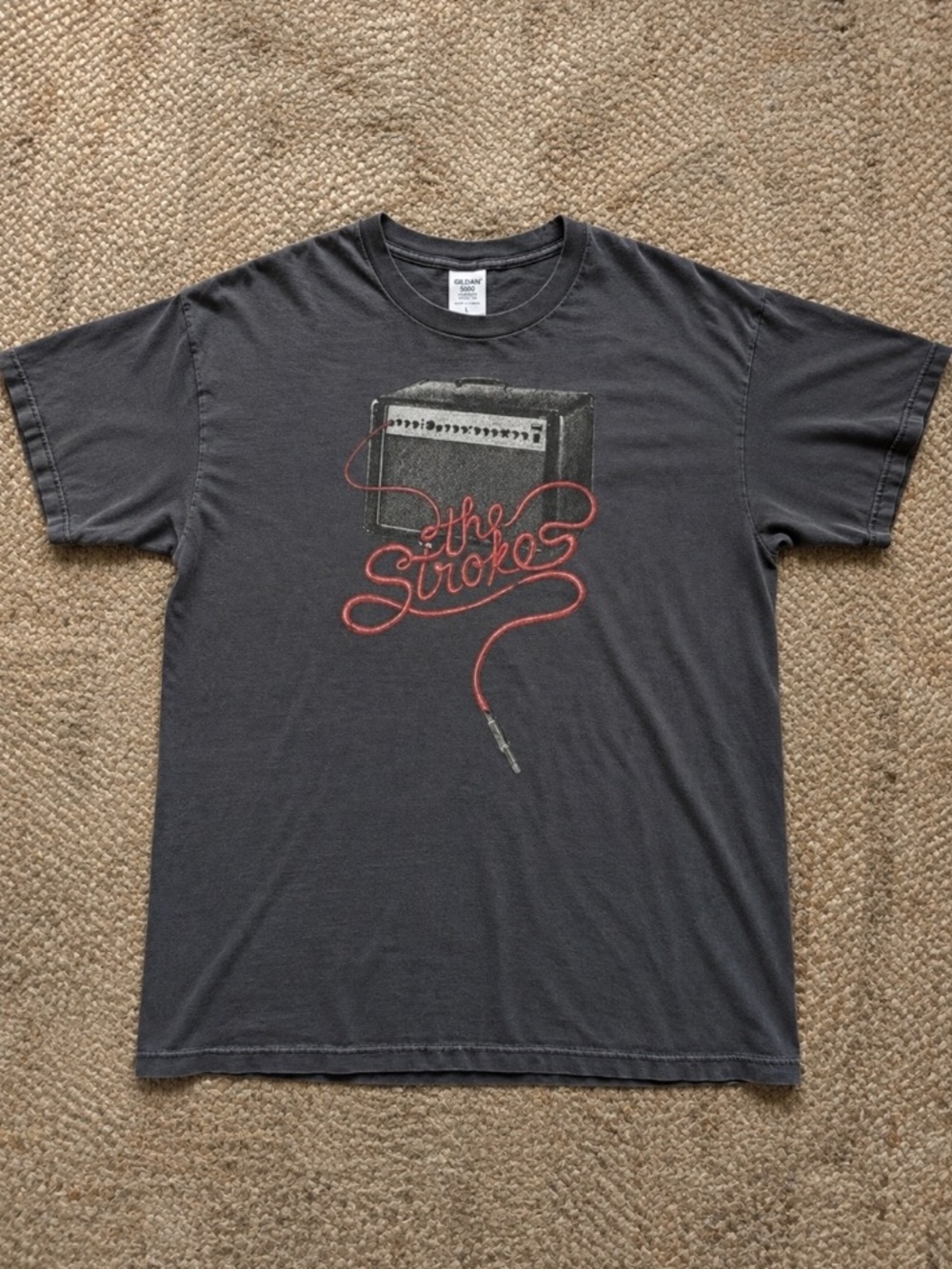 Chacoal Tee with Red 'The Strokes' Amp Graphic